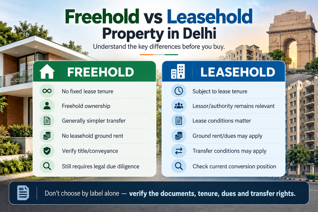 Freehold vs leasehold property in Delhi comparison for buyers